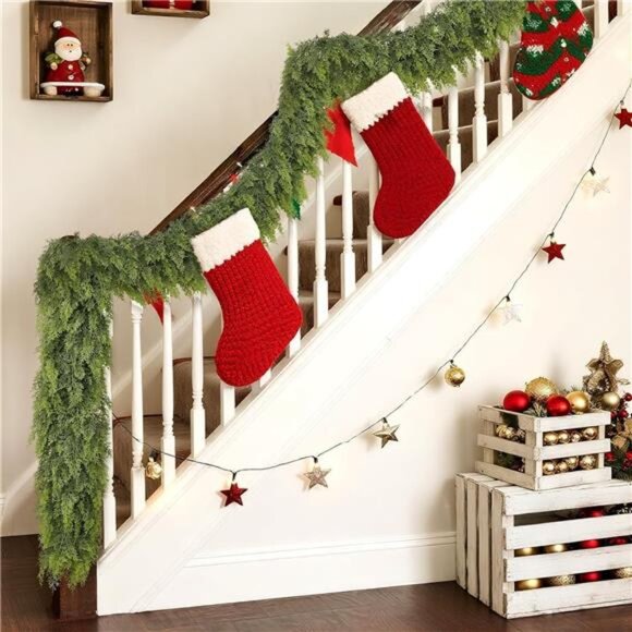 Real Touch Christmas Cedar Garland -9ft Artificial Garlands Faux Cedar - Picture 6 of 7